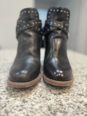 Freebird Rainbow Black Studded Leather Ankle Booties